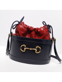 Gucci 1955 Horsebit Bucket Bag 602118 Blue/Red 2019