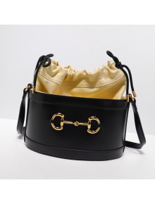 Gucci 1955 Horsebit Bucket Bag 602118 Apricot/Black 2019