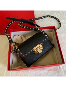 Valentino Mini Rockstud Grainy Calfskin Crossbody Bag 0045 Black 2021