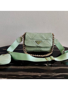 Prada System Nappa Leather Patchwork Shoulder Bag 1BD292 Green 2021