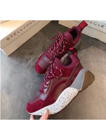 Stella McCartney Eclypse Lace-up Sneaker in Calfskin and Suede Burgundy 2019