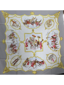 Hermes Princess Hunting Twilly Silk Square Scarf 90x90cm Grey 2021