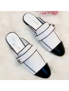 Chanel Patchwork Lambskin Flat Mules G34666 White 2019