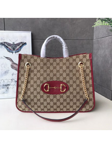 Gucci Horsebit 1955 GG Canvas Medium Tote Bag 621144 Red 2020