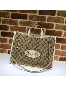 Gucci Horsebit 1955 GG Canvas Medium Tote Bag 621144 White 2020