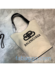 Balenciaga Wave Medium Bucket Tote Bag in White Canvas 2020