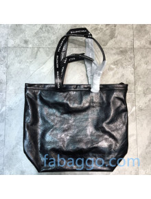 Balenciaga Medium Logo Handle Vertical Shopping Tote Black/White 2020