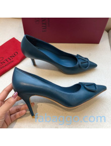 Valentino VLogo Calfskin Pumps 70mm Peacock Blue 2020