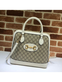 Gucci Horsebit 1955 GG Canvas Medium Top Handle Bag ‎620850 White 2020