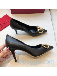 Valentino VLogo Calfskin Pumps 70mm Black/Gold 2020