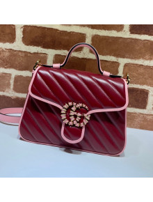 Gucci GG Marmont Leather Mini Bag 446744 Ruby Red/Pink 2021