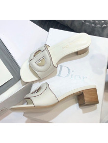 Dior Calfskin D-CLUB Mule Sandals With 4.5cm Heel White 2020