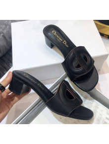 Dior Calfskin D-CLUB Mule Sandals With 4.5cm Heel Black 2020