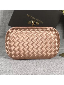 Bottega Veneta Small Silk Woven Knot Clutch with Snakeskin Trim Nude