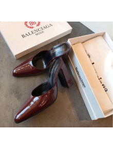 Balenciaga Round Toe Calfskin Mules Pumps Burgundy 2019