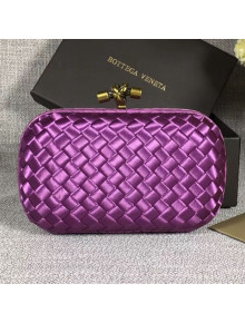 Bottega Veneta Small Silk Woven Knot Clutch with Snakeskin Trim Fuchsia