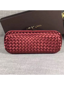 Bottega Veneta Large Silk Woven Knot Clutch with Snakeskin Trim Burgundy