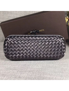 Bottega Veneta Large Silk Woven Knot Clutch with Snakeskin Trim Grey