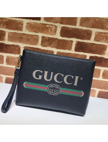 Gucci GG Web Leather Pouch 572770 Black 2019