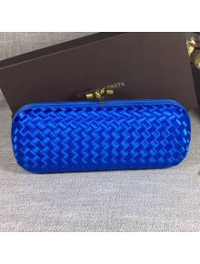 Bottega Veneta Large Silk Woven Knot Clutch with Snakeskin Trim Royal Blue