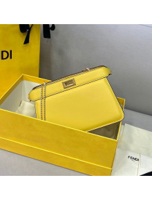 Fendi Peekaboo I See U Pochette Leather Chain Bag Yellow 2021