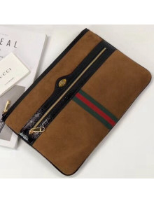 Gucci Ophidia Suede and Patent Leather Pouch 157551 Brown 2018 