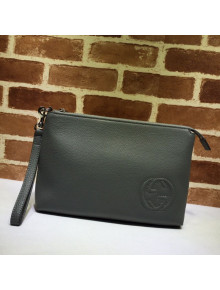 Gucci Grained Leather GG Pouch 322054 Grey 2020