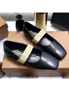 Burberry Calfskin Flat Ballerina With Elastic Band Black 2020