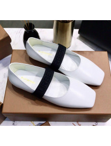 Burberry Calfskin Flat Ballerina With Elastic Band White 2020