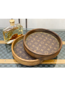 Louis Vuitton Wood and Monogram Canvas Round Tray 2021