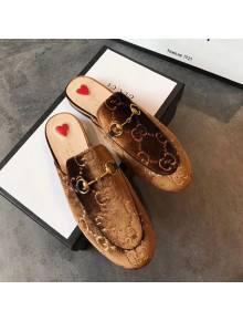 Gucci Princetown GG Velvet Flat Slipper Mules 475094 Brown 2019