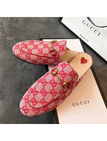 Gucci Princetown GG Canvas Flat Slipper Mules 475094 Red 2019