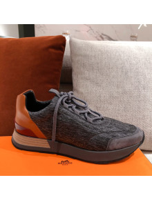 Hermes Patchwork Fabric Sneakers Dark Grey 2021 12 (For Women and Men)