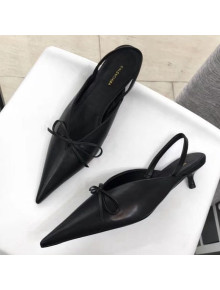 Balenciaga Lambskin Knife Slingback Mules Black 2019