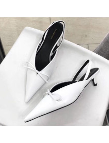 Balenciaga Lambskin Knife Slingback Mules White 2019