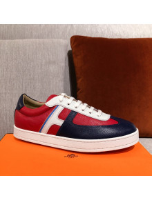 Hermes Boomerang Calfskin Sneakers Red/Navy Blue 2021 14 (For Women and Men)