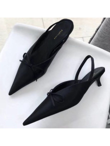 Balenciaga Satin Knife Slingback Mules Black 2019