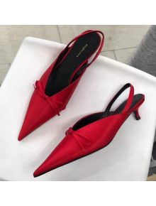 Balenciaga Satin Knife Slingback Mules Red 2019