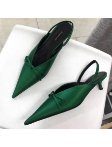 Balenciaga Satin Knife Slingback Mules Green 2019