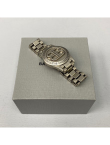 Balenciaga BB. Small Watch-Shaped Bracelet Silver 2021