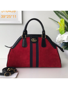 Gucci RE(BELLE) Suede Medium Top Handle Bag 516459 Red 2018