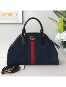 Gucci RE(BELLE) Suede Medium Top Handle Bag 516459 Dark Blue 2018