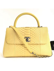 Chanel Python Leather Coco Handle Small Bag Yellow 2018