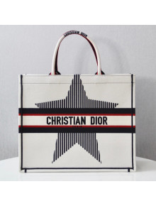 Dior Large Book Tote Bag in White Star Embroidery 2021 M1286 