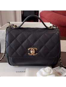 Chanel Quilted Grained Calfskin Mini Messenger Flap Top Handle Bag A93067 Black 2019