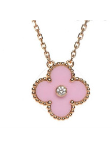 Van Cleef & Arpels Clover Necklace With Crystal 2061210 Pink 2020