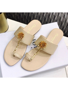 Dior Calfskin Jardin Thong Slide Sandal Beige 2020