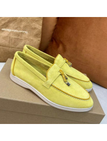 Loro Piana Tassel Suede Flat Loafers Bright Yellow 202101 (For Women and Men)