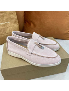 Loro Piana Tassel Suede Flat Loafers Light Grey 202101 (For Women and Men)