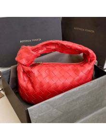 Bottega Veneta Mini BV Jodie Hobo Bag in Woven Lambskin Red 2020